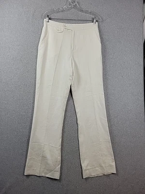 Pantalones para mujer Chaps 100 % lino marfil tiro midi acampanados 4 forrados Foto 1 de 4