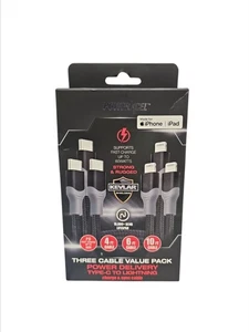 PowerXcel 3 Charge Cable Type-C to Light IPhone Ipad 4, 6, 10 Ft Fast Charge 60W - Picture 1 of 2