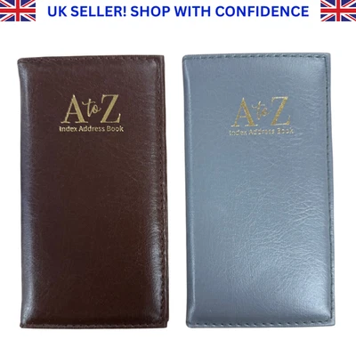 A-Z Alphabet Leather SLIM Executive Telephone Index Address Book Grey Brown - Image 1 of 4