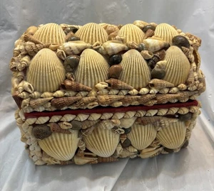 Alte Volkskunst Matrose Valentinstag Muschel Schmuck Schmuckschatulle 7,5" Vintage - Bild 1 von 5