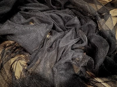 THE FABRIC MERCHANT Super Fine Lightweight Mesh Net Sheer Fabric, Per Metre - Plain - Black