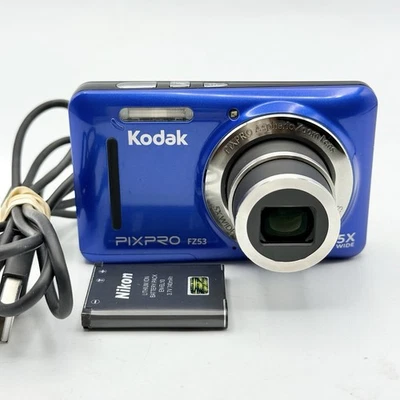 Kodak Pixpro FZ53 Digital Camera 16MP Blue w/Battery & Charging Cord Tested - Image 1 of 4