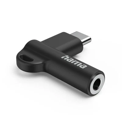 HAMA Aux-Adapter USB-C – 3,5-mm-Klinke-Buchse, 90° Winkelstecker, #1907323 - Bild 1 von 4