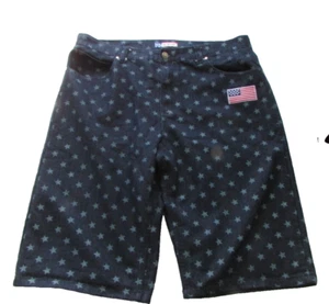 Old Skool Men's Y2K Dark Jean Shorts Size 42 Patriotic Hip-Hop Vintage - Picture 1 of 6