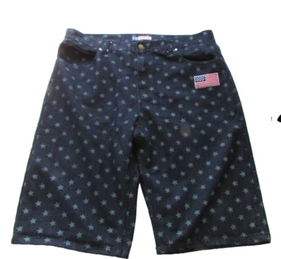 Pantalones Cortos de Jean Oscuros Old Skool Para Hombre Y2K Talla 42 Patriótico Hip-Hop De Colección Foto 1 de 4