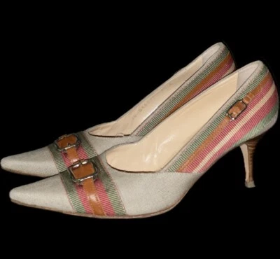 ZAPATOS DE SALÓN COLE HAAN DE LONA DE CUERO CON PUNTERA PUNTIAGUDA TALLA 7,5 M Foto 1 de 4