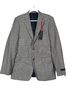TOMMY HILFIGER Suit Jacket Mens Size 40L Black White Houndstooth Wool NWT $450 - Picture 1 of 10