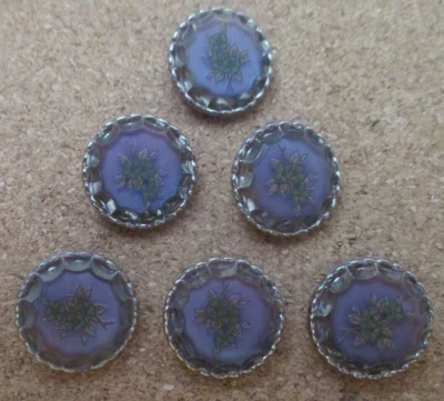 6-Flores checas de vidrio verde y amarillo-Botones púrpura reactivo UV #305 20,98 mm Foto 1 de 4