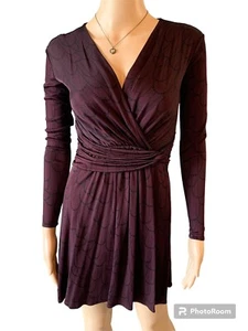 Banana Republic Long Sleeve Burgundy Dress Size XS Faux Wrap Stretch - Picture 1 of 12