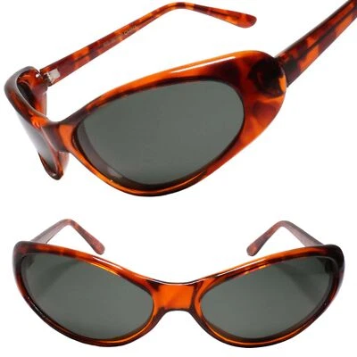 Gafas de sol genuinas vintage para mujer lentes ovaladas alargadas marco ojo de gato tortuga Foto 1 de 3