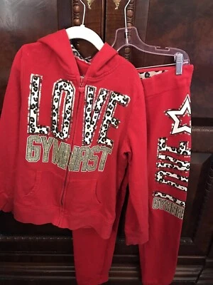 Usado en Excelente Condición Niñas Talla 10 Justice 2 piezas Cremallera Sudadera con Capucha Pantalones Gimnasta Brillo Guepardo Glamour Foto 1 de 4