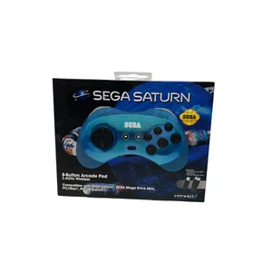 Retro-Bit Official SEGA Saturn 8-Button 2.4Ghz Wireless Arcade Pad NEW - Picture 1 of 5