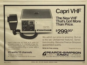 Capri UKW Seefunkgerät Miami FL 12 Kanal 25 Watt Vintage Printanzeige 1972 - Bild 1 von 4