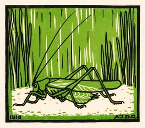 GRASSHOPPER (1918) by Julie De Graag ART NOUVEAU 20X17" Premium Art Print - Picture 1 of 3