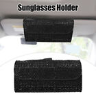 1 Pcs Black Rhinestone PU Leather Sunglasses Holders Clip for Car Sun Visor