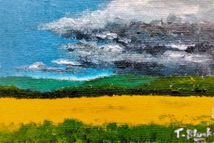ORIGINAL ACRYLBILD - Rapsfeld und aufkommender Sturm. - Bild 1 von 1
