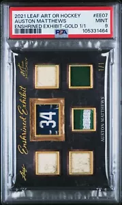 Hoja de arte del hockey Auston Matthews 2021 exhibición consagrada oro #1/1 PSA 9 como nuevo - Imagen 1 de 2
