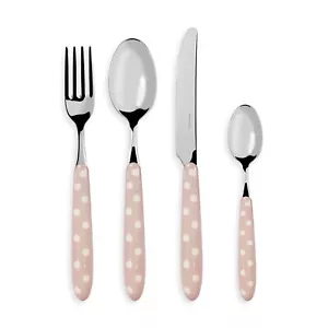 Set Servizio Posate Isabelle Rose Shabby chic a pois acciaio inox vintage 6197 - Picture 1 of 4