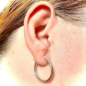 Pendientes de aro para mujer hombre plata de ley 925 20 mm envío gratuito 2 mm regalo para - Imagen 1 de 7