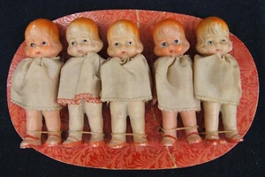 Muñecas de porcelana vintage Dionne Quintuplets 3,5" JAPÓN - Imagen 1 de 5