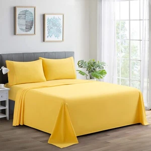 600 Thread Count Ultra Soft Deep Pocket Breathable Solid Cotton Blend Sheet Set - Picture 1 of 120