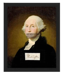 PRESIDENT GEORGE WASHINGTON AUTOGRAPHED PORTRAIT PAINTING 8X10 FRAMED PHOTO - Picture 1 of 8