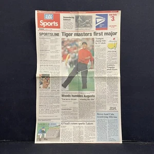 Tiger Woods Wins First Masters Major USA Today Sports Page Newspaper Cutout 1997 - Picture 1 of 7