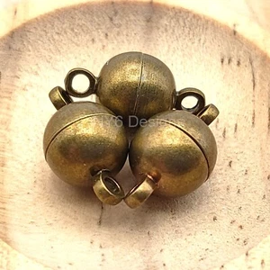 Antique Brass Magnetic Clasp Smooth Round 6-12mm Jewelry making supplies - Picture 1 of 4