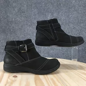 Clarks Boots Womens 8 Wide Carleigh Dalia Ankle Bootie Black Comfort 26175037 - Picture 1 of 18