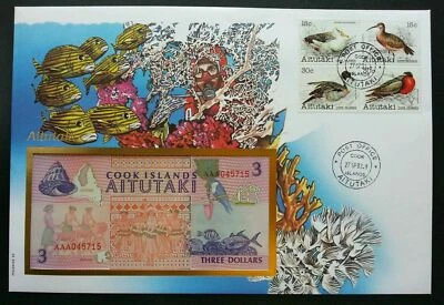 [SJ] Cook Islands Corals Birds 1993 Reef Underwater Life FDC (banknote cover) - Image 1 of 4