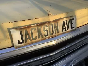 Vintage Porcelain Enamel Jackson Avenue Street Sign Amazing Patina - Picture 1 of 7