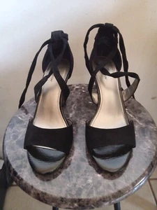 Worthington Tie Lace Up Heels Black Womens 6.5M - Picture 1 of 12