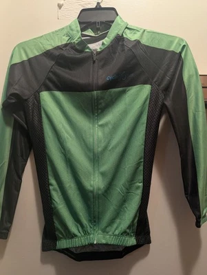 Camiseta deportiva de ciclismo para mujer Cycle Run mediana verde y negra manga larga cremallera completa nueva con etiquetas Foto 1 de 4