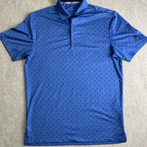 Adidas Herren kleines super blaues Print Golf Polo mit Logo am ganzen Shirt - Bild 1 von 11