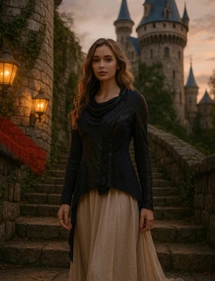 Chaqueta asimétrica de imitación de cuero caprichosa hada grunge renacimiento Castlecore Foto 1 de 4