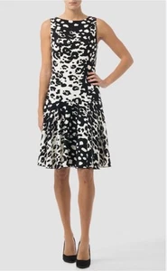 Joseph Ribkoff Occasion Dress Size 14 Black Ivory Cheetah Print Races NWT New - Picture 1 of 19