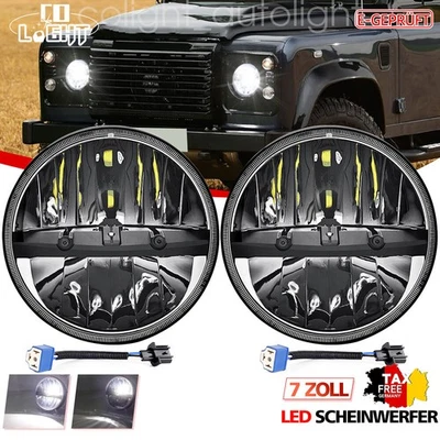 E-Geprüft Für Land Rover Defender TD4 TD5 90 110 7" E24 LED Front Scheinwerfer - Bild 1 von 4