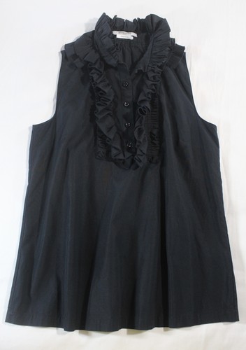 GIVENCHY NUOVO TOP POPLIN IN COTONE MARINO $475 (RUFFLES BIZZEFFE!!!) 38