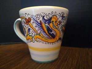 Dragon DERUTA Coffee Tea Mug Ceramic Hand Painted 8 oz Italy