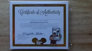 Prendedor exclusivo VIP Ralph Breaks The Internet Disney Movie Club con certificado de autenticidad nuevo - Imagen 1 de 3