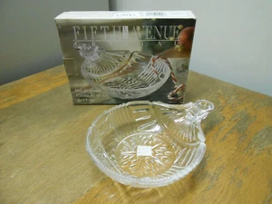 Fifth Avenue Kristallglas 6" Weihnachten Feiertag Ornament Schneeflocke Süßigkeiten Schale  - Bild 1 von 10