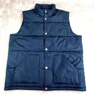 Lands End Mens Puffer Vest XL Black Snap Front - Picture 1 of 8