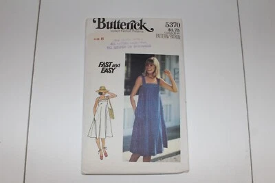 Vintage Butterick 5370 Loose Fitting Flared Tent Dress Pattern Size 8 Cut 70s - Image 1 of 3