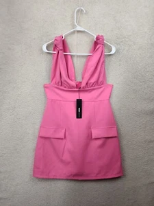 Fashion Nova Women Dress Large Pink Polyester Blend Sleeveless Kenzie Knot Mini - Picture 1 of 19