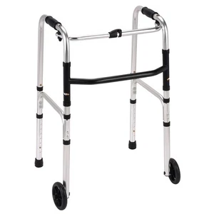 Lightweight aluminium folding mobility zimmer walking frame with 2 wheels ECWF02 - Picture 1 of 6