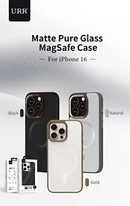 Custodia Mag Safe Vetro Puro Opaco per iPhone 16 15 14 13 12 Pro Max - Foto 1 di 24