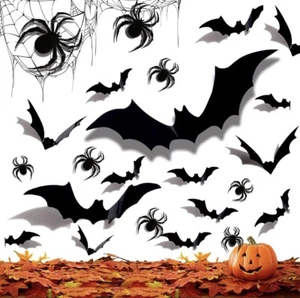 Bats & Spiders 3D Halloween Decoration Stickers For Home Decor