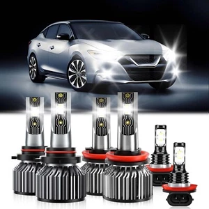 For Nissan Maxima 2009-2014-6PCS LED Headlight Hi/Lo+Fog Light Bulbs Combo Kit - Picture 1 of 12