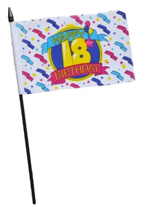 18th Birthday Small Hand Flag (6" x 4") - LAST FEW - Picture 1 of 1
