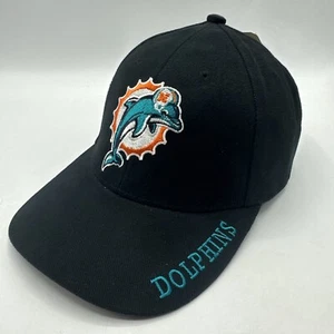 New W/Tag Vintage Game Day Black Miami Dolphins Hook/Loop Hat Cap NFL - NWT - Picture 1 of 12